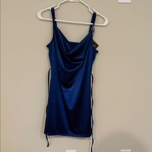 Zaful Navy Satin Mini Dress